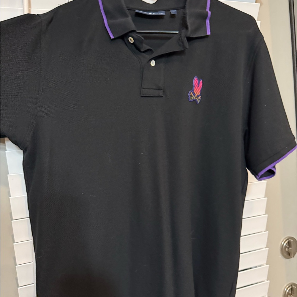 Psycho Bunny Black Polo with Purple Trim